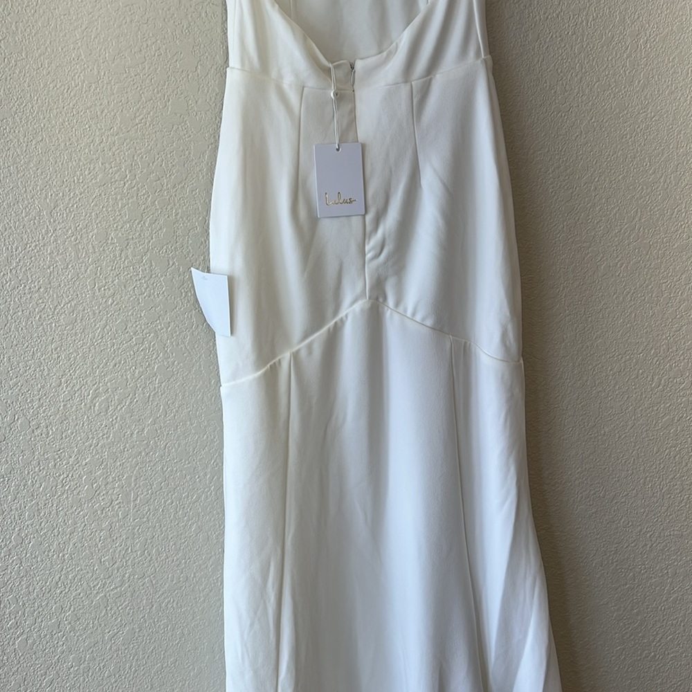Lulus wedding sleeveless mermaid style square neck white dress size XS NWT - Picture 8 of 12
